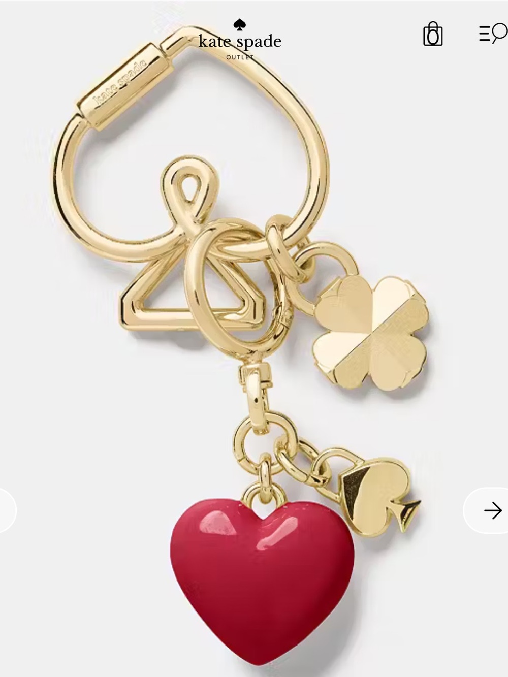 Kate Spade Heart Bag Charm NWT